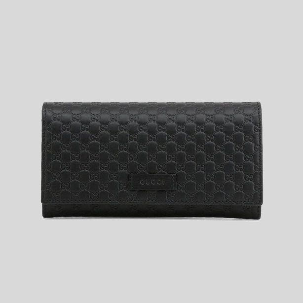 GUCCI Women Microguccissima GG Logo Leather Envelope Wallet Black RS-449396
