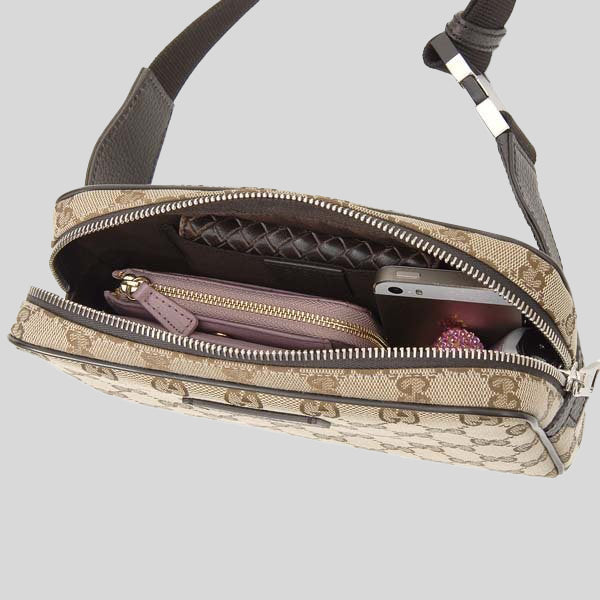 GUCCI Signature GG Canvas Unisex Waist Belt Bag Beige RS-449174