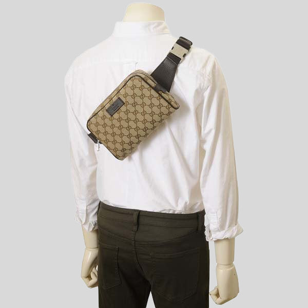 GUCCI Signature GG Canvas Unisex Waist Belt Bag Beige RS-449174