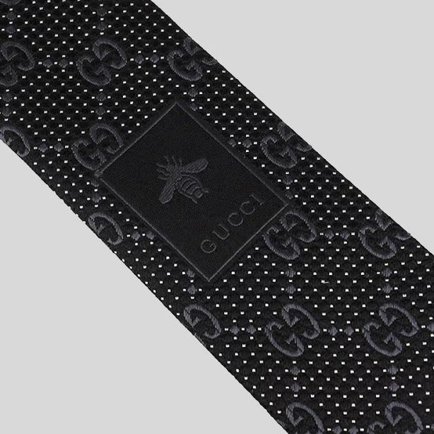 GUCCI Signature Logo GGWEB Silk Tie Black RS-408865