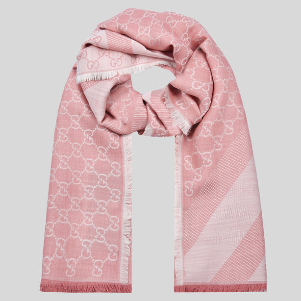 GUCCI Signature Logo GGWEB Scarf/Wrap Dusty Rose Pink RS-281942