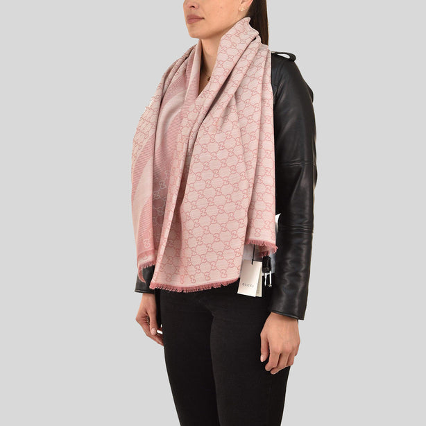 GUCCI Signature Logo GGWEB Scarf/Wrap Dusty Rose Pink RS-281942