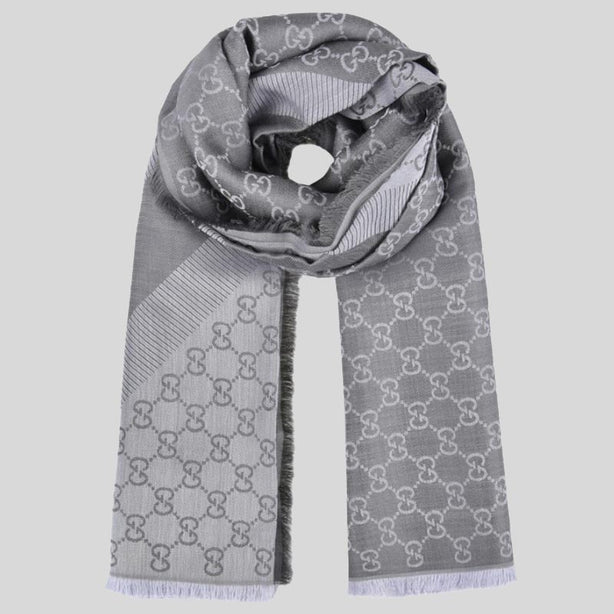 GUCCI Signature Logo GGWEB Scarf/Wrap Light Grey RS-281942