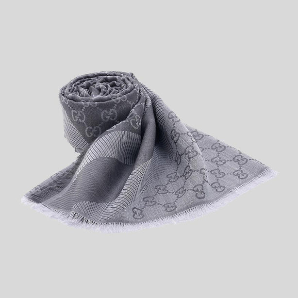 GUCCI Signature Logo GGWEB Scarf/Wrap Light Grey RS-281942