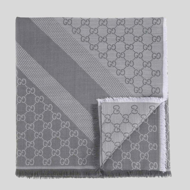 GUCCI Signature Logo GGWEB Scarf/Wrap Light Grey RS-281942