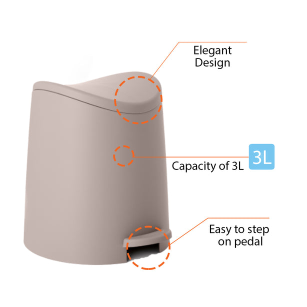 T4700.15 Tatay Pedal Bin 3L (Taupe)