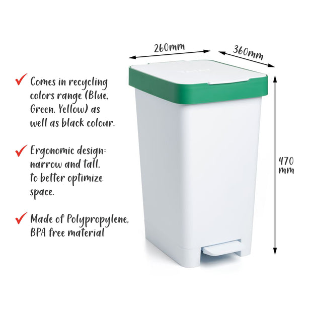 T0210.27 Tatay Pedal Bin 25L Smart Black