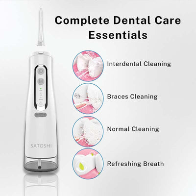 Satoshi Portable Dental Irrigator Dental Teeth Cleaner Electric Water flosser 4 Modes Teeth Cleaner