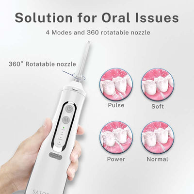 Satoshi Portable Dental Irrigator Dental Teeth Cleaner Electric Water flosser 4 Modes Teeth Cleaner