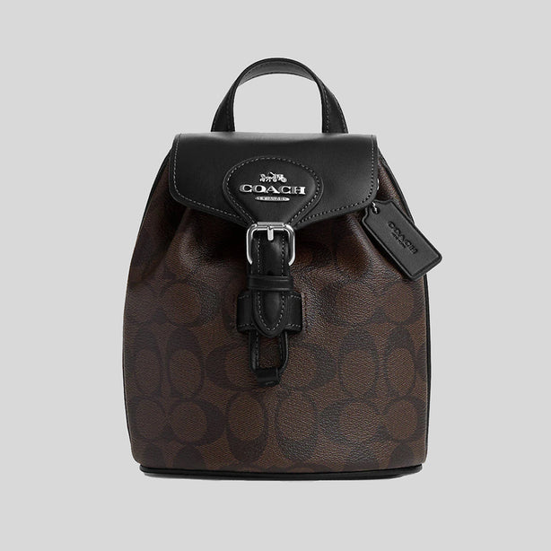 Coach Amelia Convertible Backpack In Signature Canvas Brown Black RS-CL458