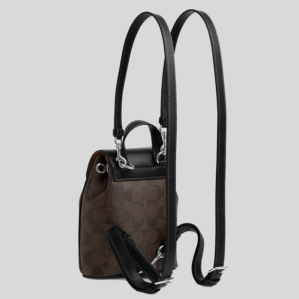 Coach Amelia Convertible Backpack In Signature Canvas Brown Black RS-CL458