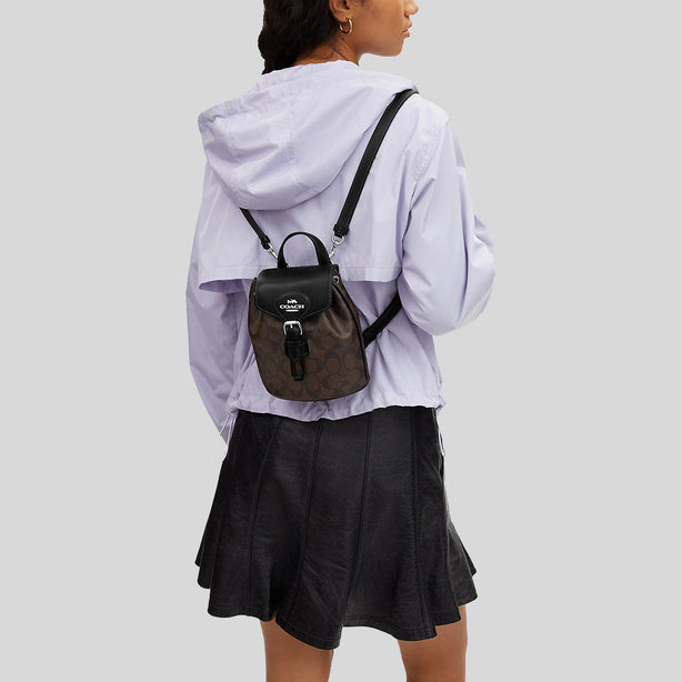 Coach Amelia Convertible Backpack In Signature Canvas Brown Black RS-CL458