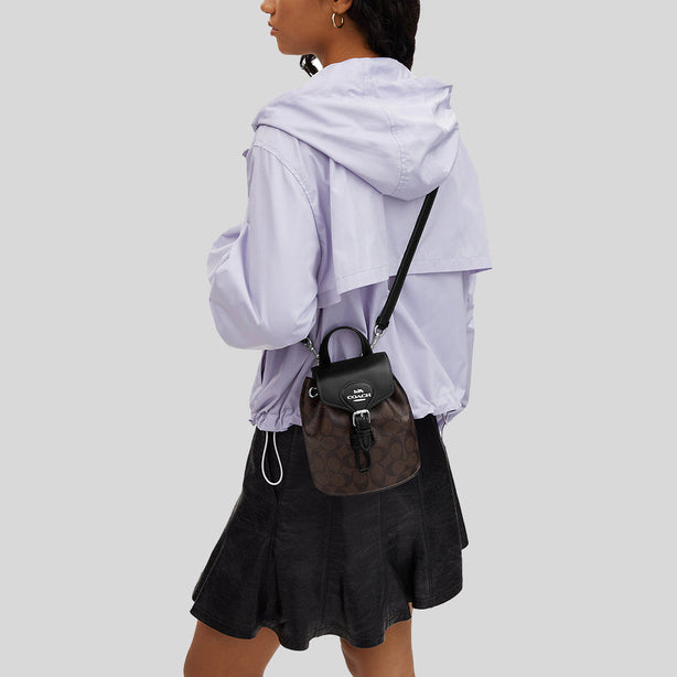 Coach Amelia Convertible Backpack In Signature Canvas Brown Black RS-CL458