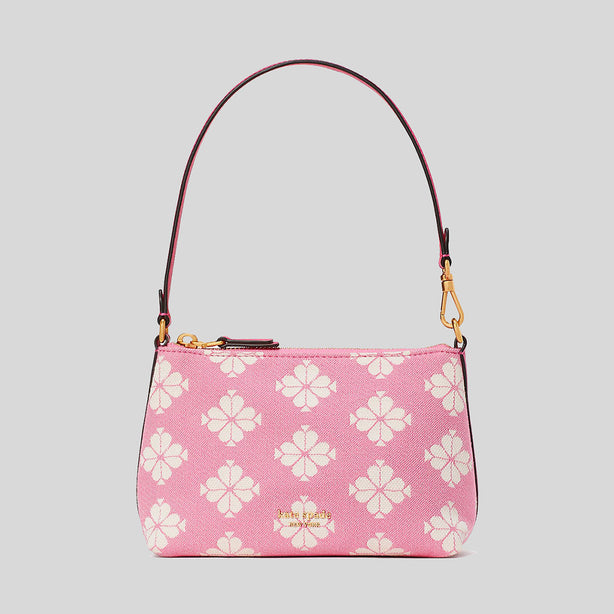 Kate Spade Spade Flower Two-tone Canvas East West Pochette Pom Pom Pink Multi RS-KC095