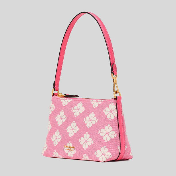Kate Spade Spade Flower Two-tone Canvas East West Pochette Pom Pom Pink Multi RS-KC095