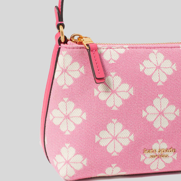 Kate Spade Spade Flower Two-tone Canvas East West Pochette Pom Pom Pink Multi RS-KC095