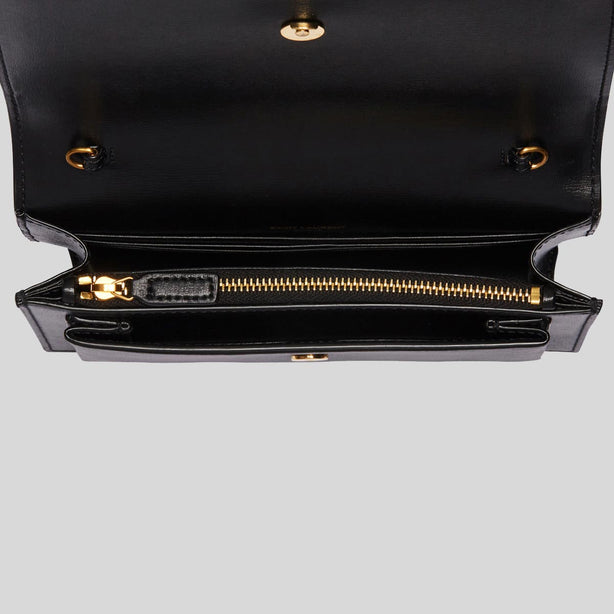 SAINT LAURENT YSL Sunset Chain Wallet In Smooth Leather Black RS-533026D422W