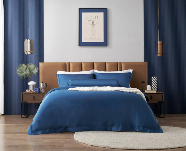 Hotelier Prestigio - Cerulean Blue with Lace Trim Bundle Bed Set