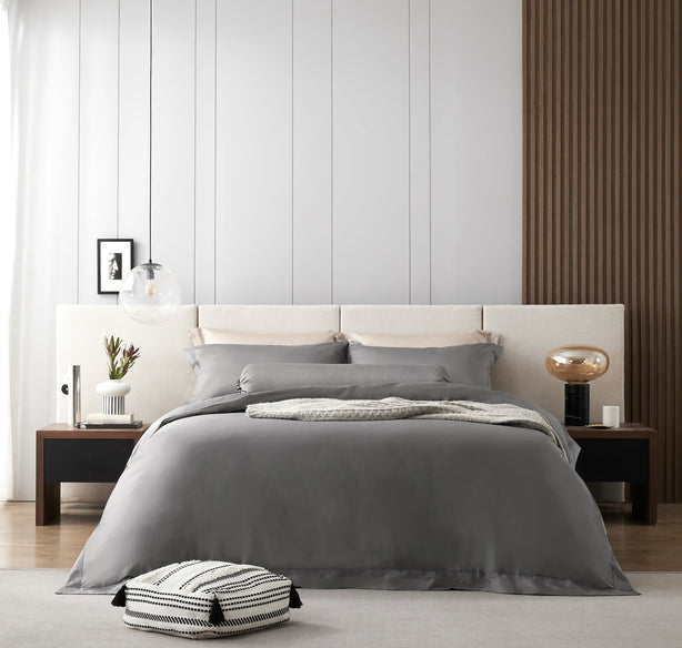 Hotelier Prestigio - Friar Grey with Lace Trim Bundle Bed Set