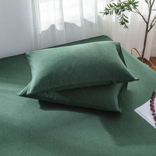 Cotton Pure - Verde Green Jersey Cotton Fitted Sheet Set