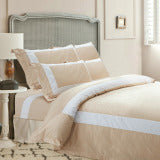 Hotelier Prestigio - Luxury Champagne Base White Border Fitted Sheet Set