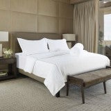 Hotelier Prestigio - Silver Check Embroidery Fitted Sheet Set