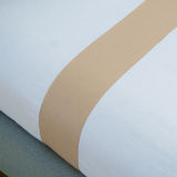 Hotelier Prestigio - Luxury White Base Champagne Border Fitted Sheet Set