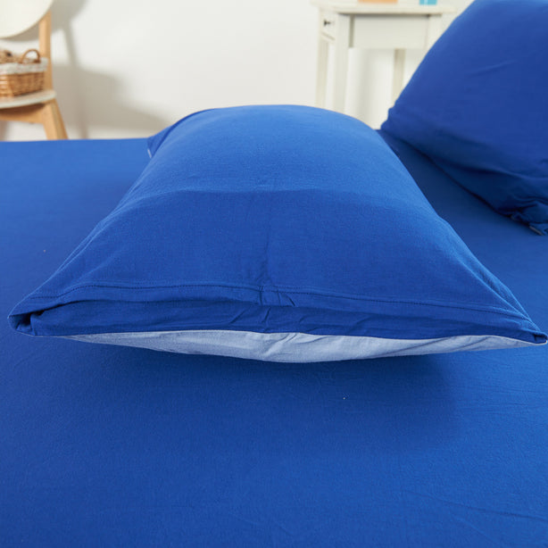 Cotton Pure - Klein Blue Jersey Cotton Fitted Sheet Set
