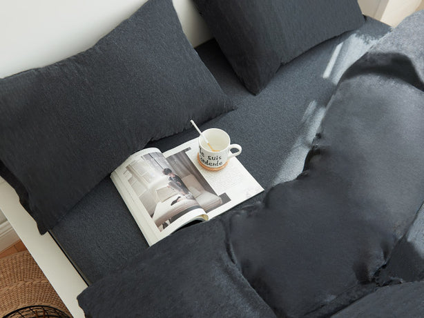 Cotton Pure - Preto Black Jersey Cotton Quilt Cover