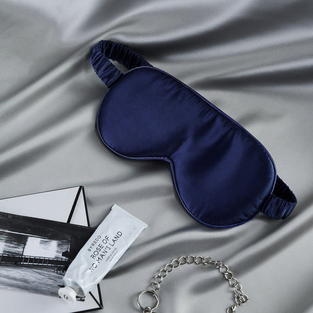 Seta Couture - -  Mulberry Silk Navy Blue Eye Mask