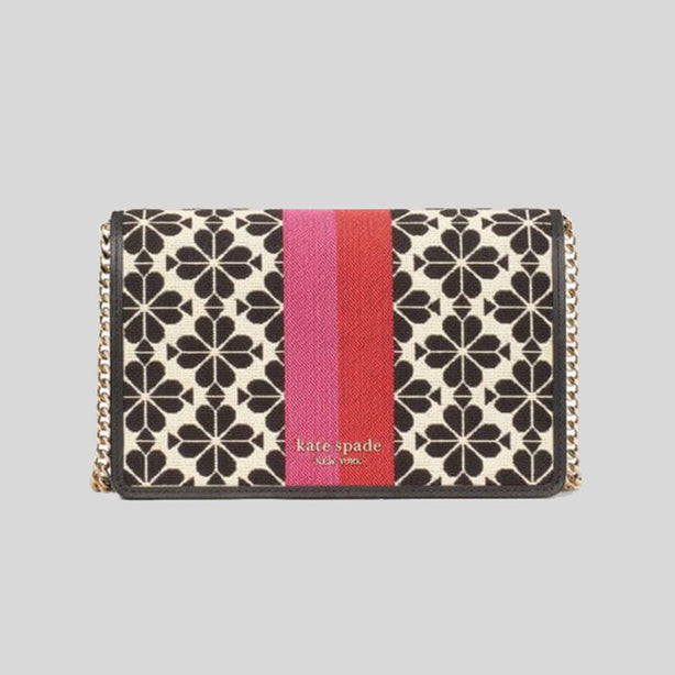 Kate Spade Spade Flower Jacquard Stripe Chain Wallet Cream Multi RS-PWR00447