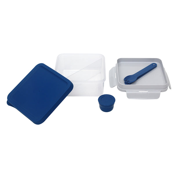 LocknLock To Go Lunch Box with Divider, Poke and Knife 1.2L 2P Set Square