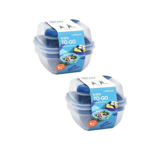 LocknLock To Go Salad Box with Poke and Knife 950ml 2P Set Square