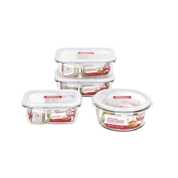 LocknLock Euro Glass Container with Divider 4P Set