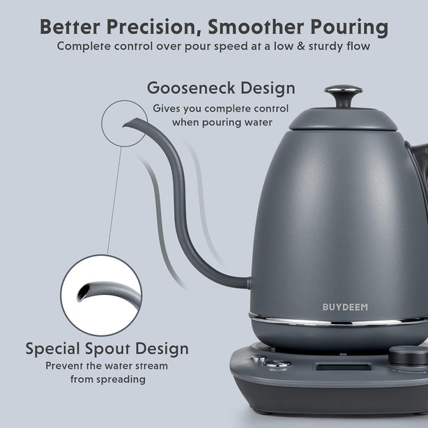 Bd61347 Buydeem Electric Gooseneck Kettle 0.8L (Grey)