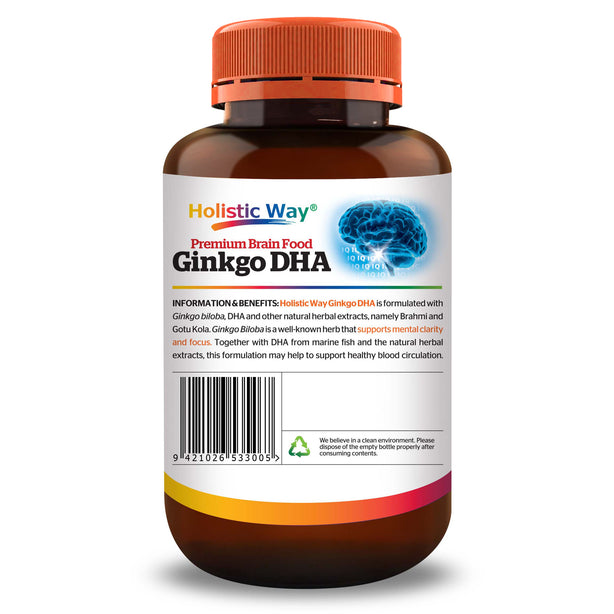 Holistic Way Premium Brain Food Ginkgo DHA (60 Vegetarian Capsules)