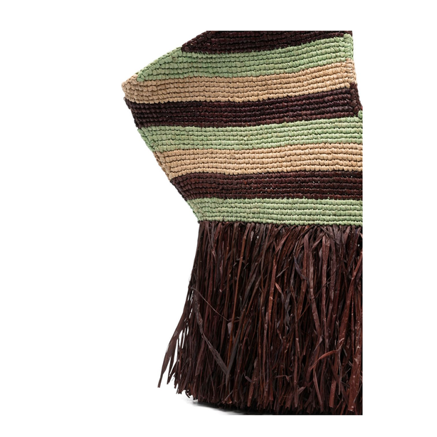 Goldentime Large Raffia Tote - Burgundy Stripe
