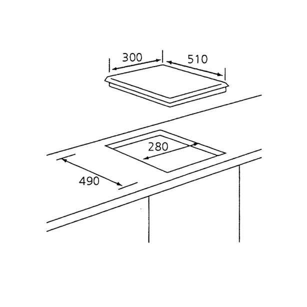 Tecno-TA311TRSV 30cm Single Burner Tempered Glass Domino Hob