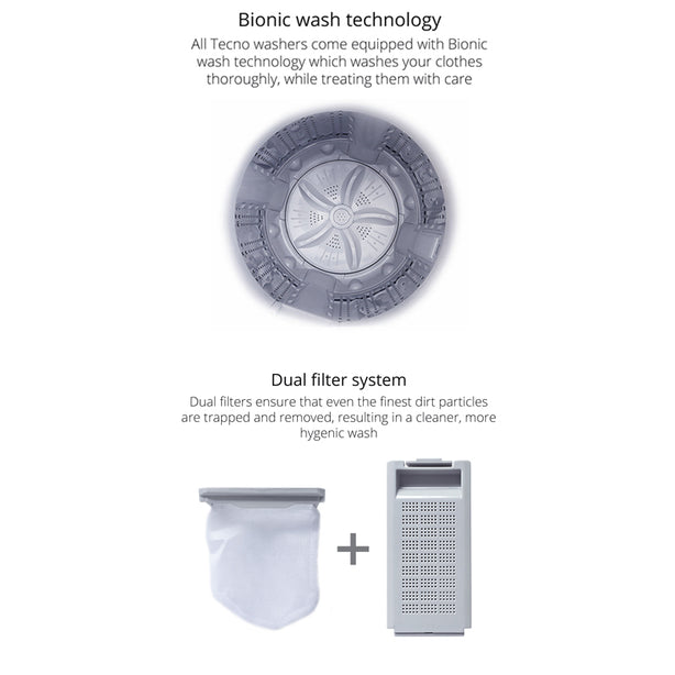 Tecno-TWA8088 (8.0Kg) Fully Automatic Washing Machine With Bionic Wash Technology