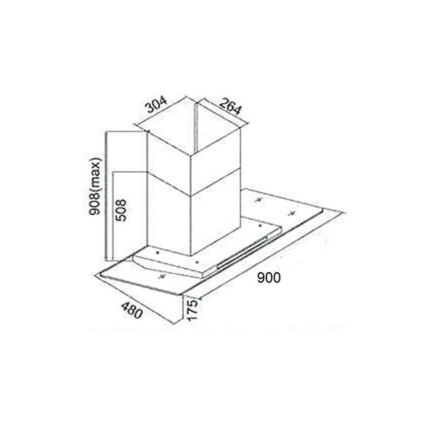 Tecno-KP9988 Tempered Glass Chimney Hood