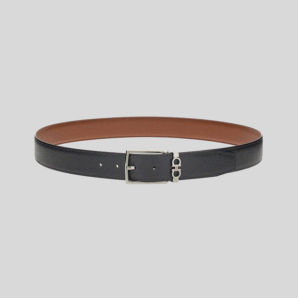 Ferragamo Men's Reversible And Adjustable Gancini Belt Briar/Black RS-709528