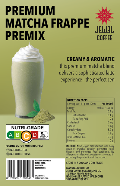 Jewel Coffee Premium Matcha Frappe Premix 1kg