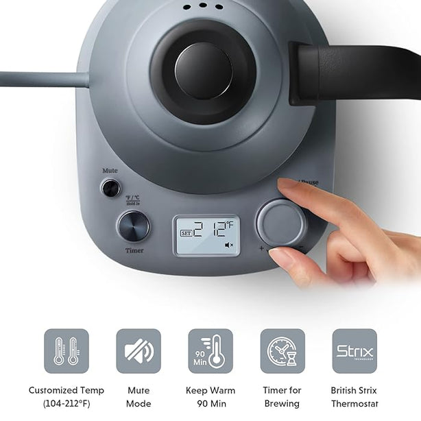 Bd61347 Buydeem Electric Gooseneck Kettle 0.8L (Grey)