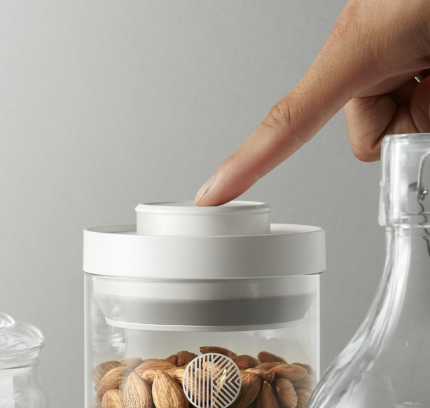 Bd60351 Buydeem Airtight Glass Storage Jar 600Ml (Grey)