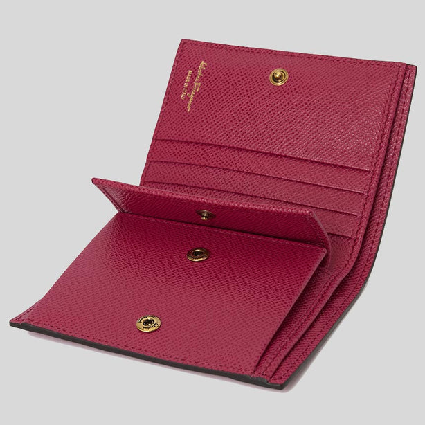 Salvatore Ferragamo Calf Leather Small Bifold Wallet Ribes RS-0755265