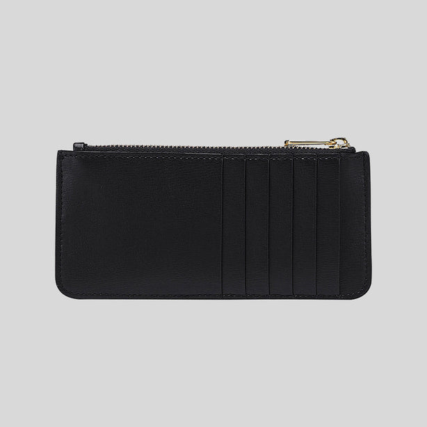 Ferragamo Vara Blow Calf Leather Flat Card Case Wallet Black RS-734494