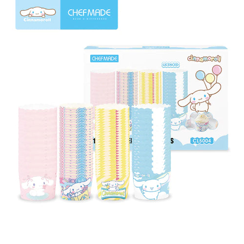 Chefmade Paper Baking Cups 100Pcs/Set, Blue(22Pcs), Pink(22Pcs), Yellow(28Pcs) & Mix(28Pcs), Cinnamon Roll, Chefmade