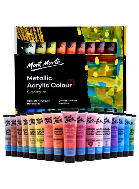 Mont Marte Metallic Acrylic Paint Set 36pc x 36ml