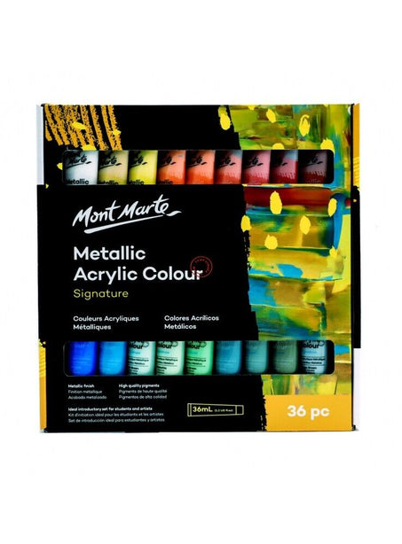 Mont Marte Metallic Acrylic Paint Set 36pc x 36ml