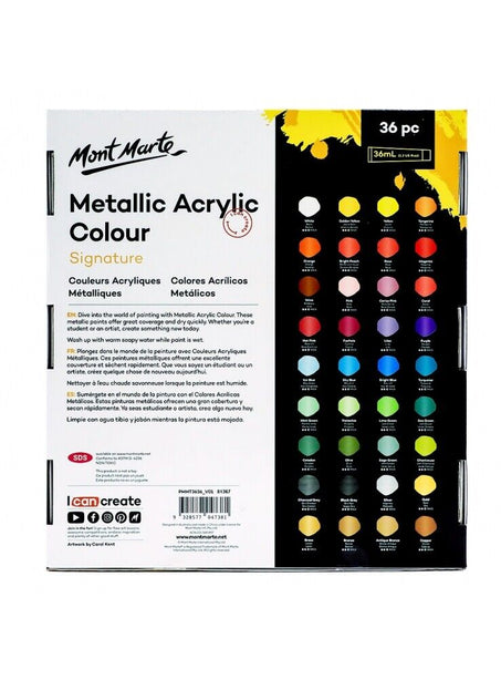 Mont Marte Metallic Acrylic Paint Set 36pc x 36ml